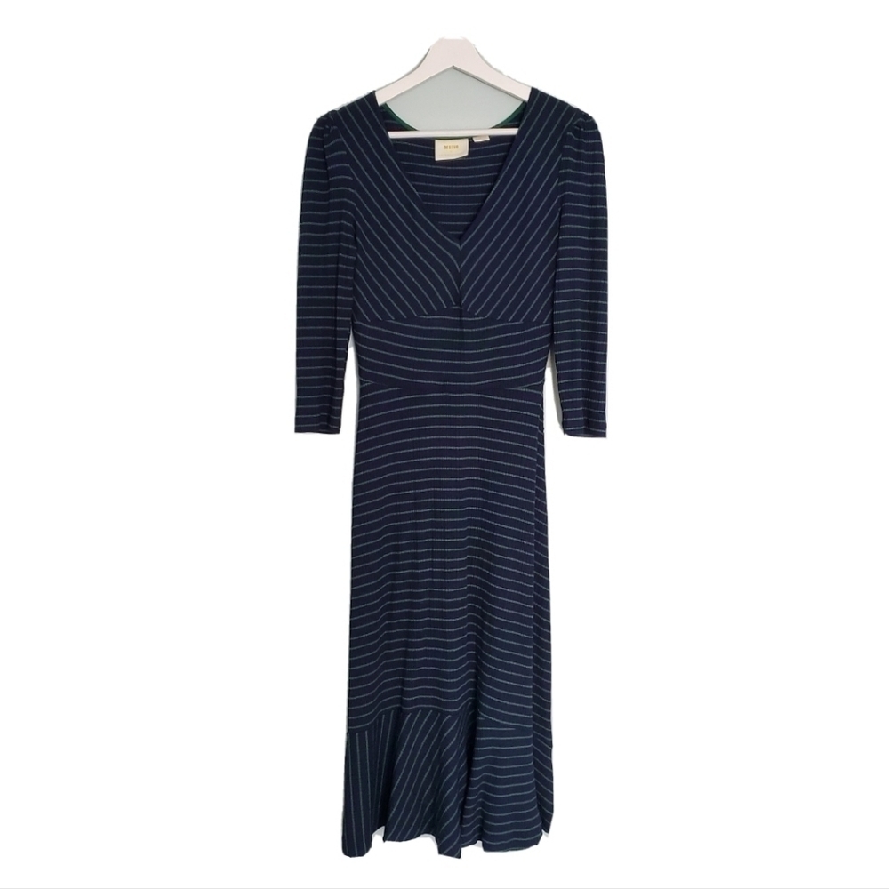 Anthropologie Maeve Flores Striped Midi Dress Flare - Picture 2 of 5